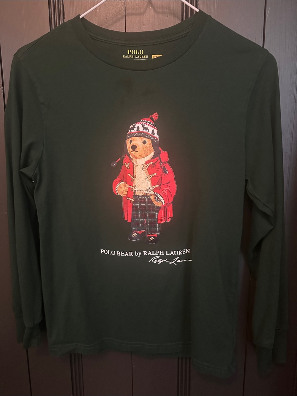Polo by Ralph Lauren Forest Green Long-Sleeve Tee with Polo Bear Graphic